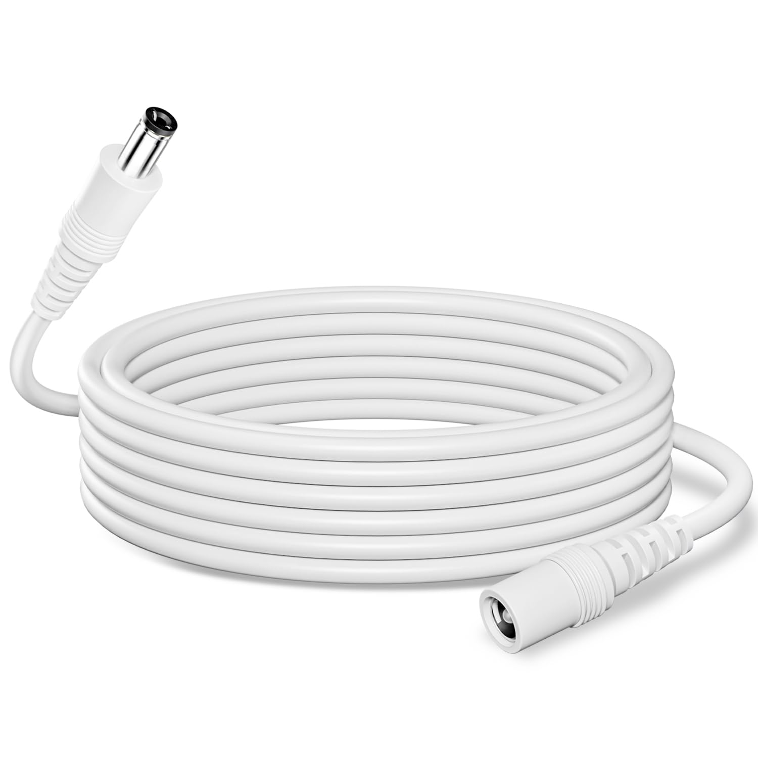 BeautifulU 5M DC 12V Power Extension Cable, DC Plug 5.5 * 2.1mm, Male-to-Female Connector, Power Extension Cord for CCTV Cameras/Routers/LED Strips/Printers and More Devices-White