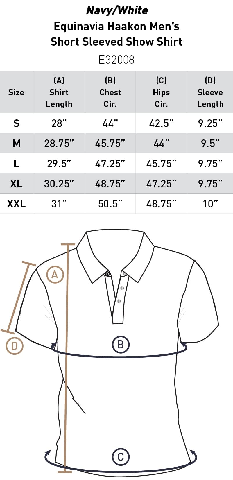 Equinavia Haakon Mens Equestrian Short Sleeved Breathable Show Shirt - Navy/White - XL