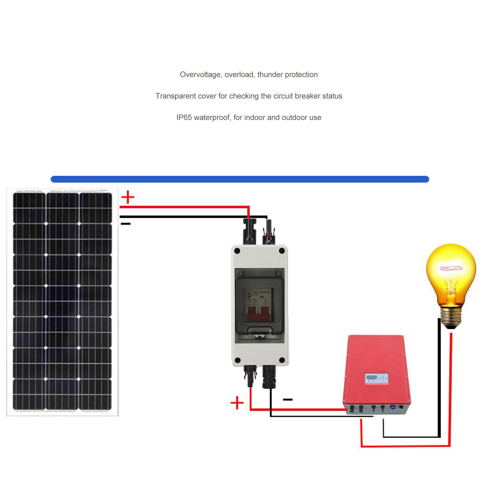 Fdit Photovoltaik-Unterbrechung mit transparenter Abdeckung, geeignet zum Einsetzen / aus Netz-Solarenergieerzeugungsanlagen (63A)