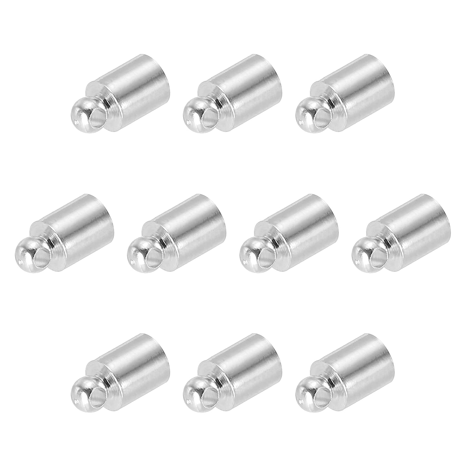 PATIKIL 25Pcs Cord End Caps, 4.6mm End Cap Barrel Beads Kumihimo End Caps Brass for Leather Cord, Tassels, Jewelry Making 9mm Length Silver