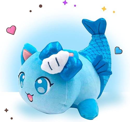 Lindo gato de sirena de peluche, suave muñeca de peluche de gato Meemeows para cumpleaños, regalo de fiesta para niños, novia y hermanas