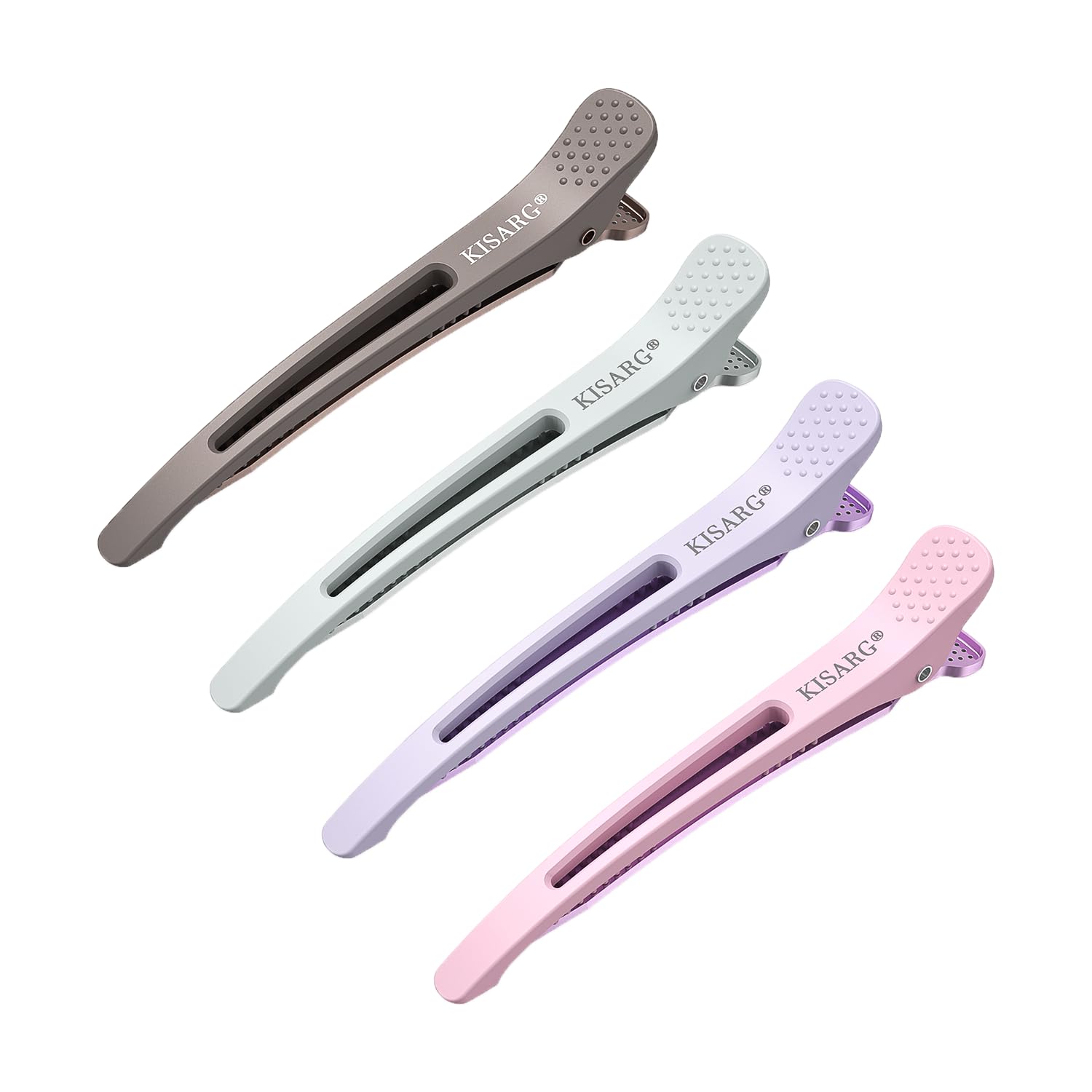 KISARG ダッカール ヘアクリップ 跡がつかない ブロッキング 美容師 プロ用 散髪 セルフカット 髪留め 前髪 大きめ 4本入