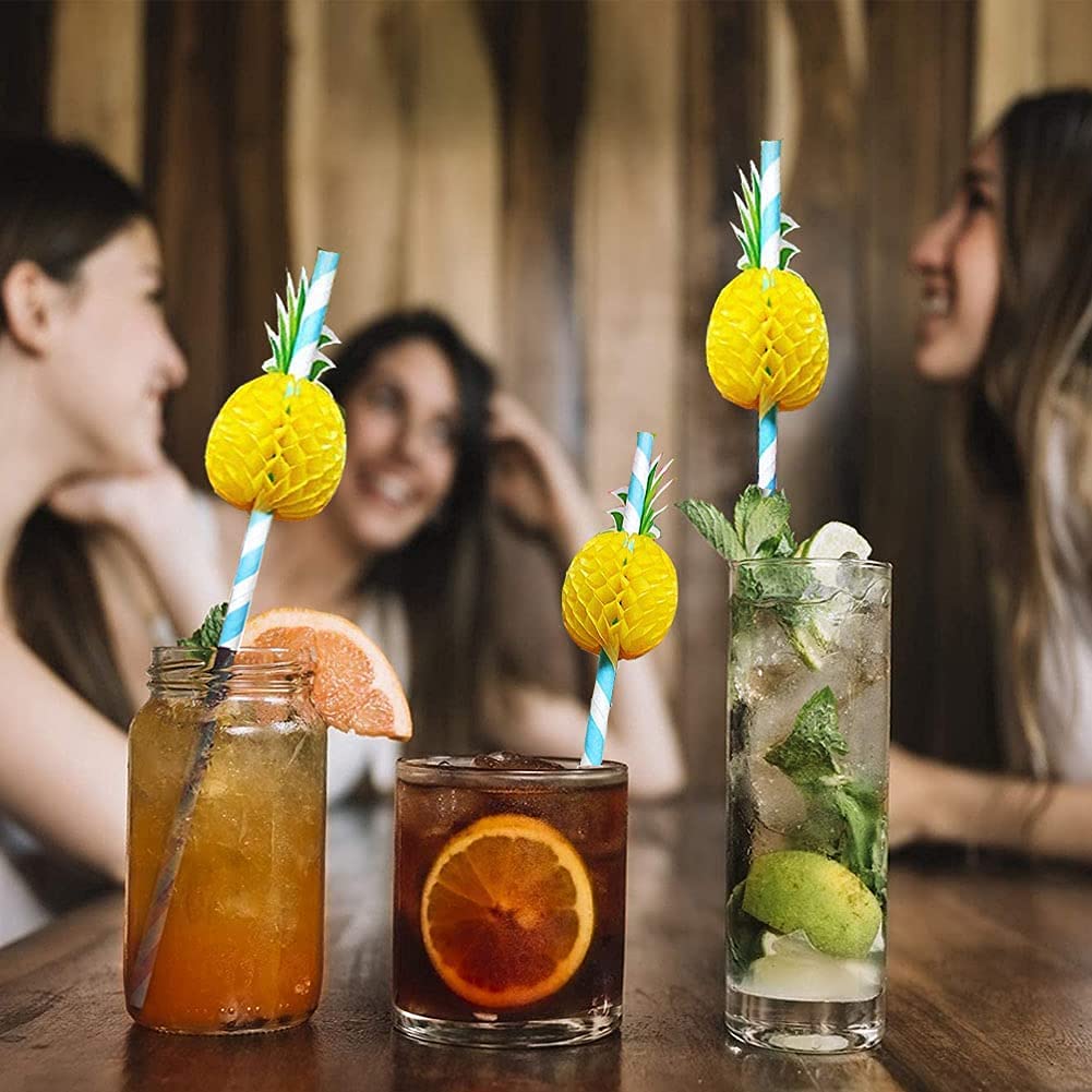30 Pailles En Papier 3D Fruits - Colorées, Jetables, écolos Pour Cocktails, Fêtes, Anniversaire, Mariage