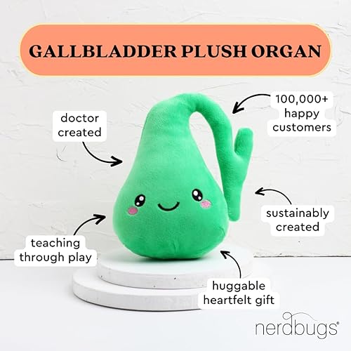 Miniatura 3 de nerdbugs Peluche de vesícula biliar - Quién vas a gall Stone Busters! - Juguete de órgano relleno de extracción de vesícula biliar (peluche), regalo