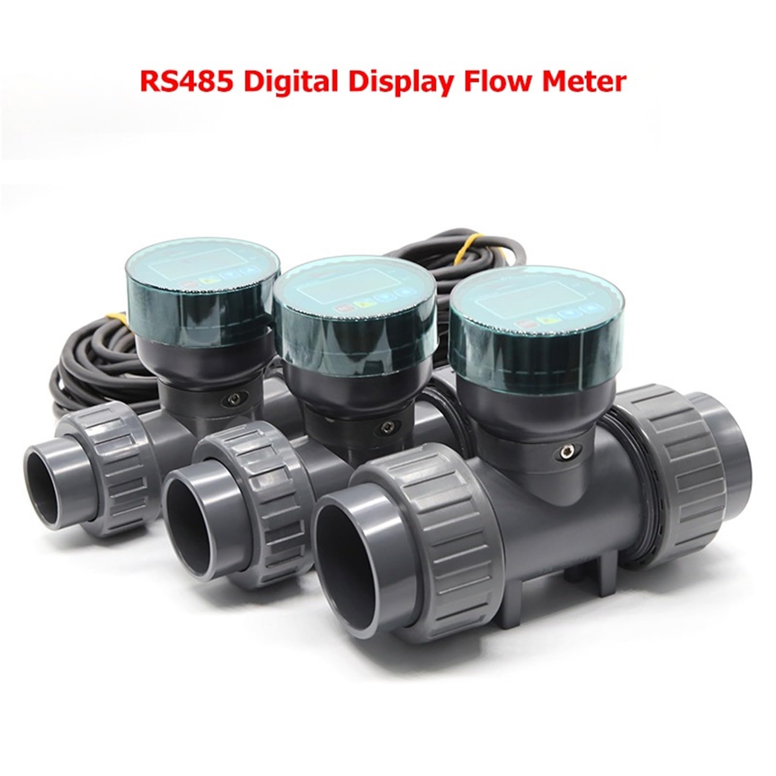 RS485 - Medidor de flujo electrónico inteligente de alta precisión con pantalla digital, sensor de flujo de agua UPVC para riego de jardín de granja (DN50)