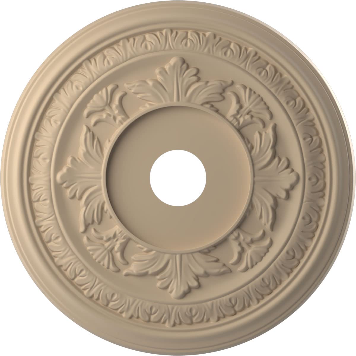 Ekena Millwork CMP22BAGBE Baltimore Thermoformed PVC Ceiling Medallion (Fits Canopies up to 7 3/4"), 22"OD, UltraCover Satin Smokey Beige