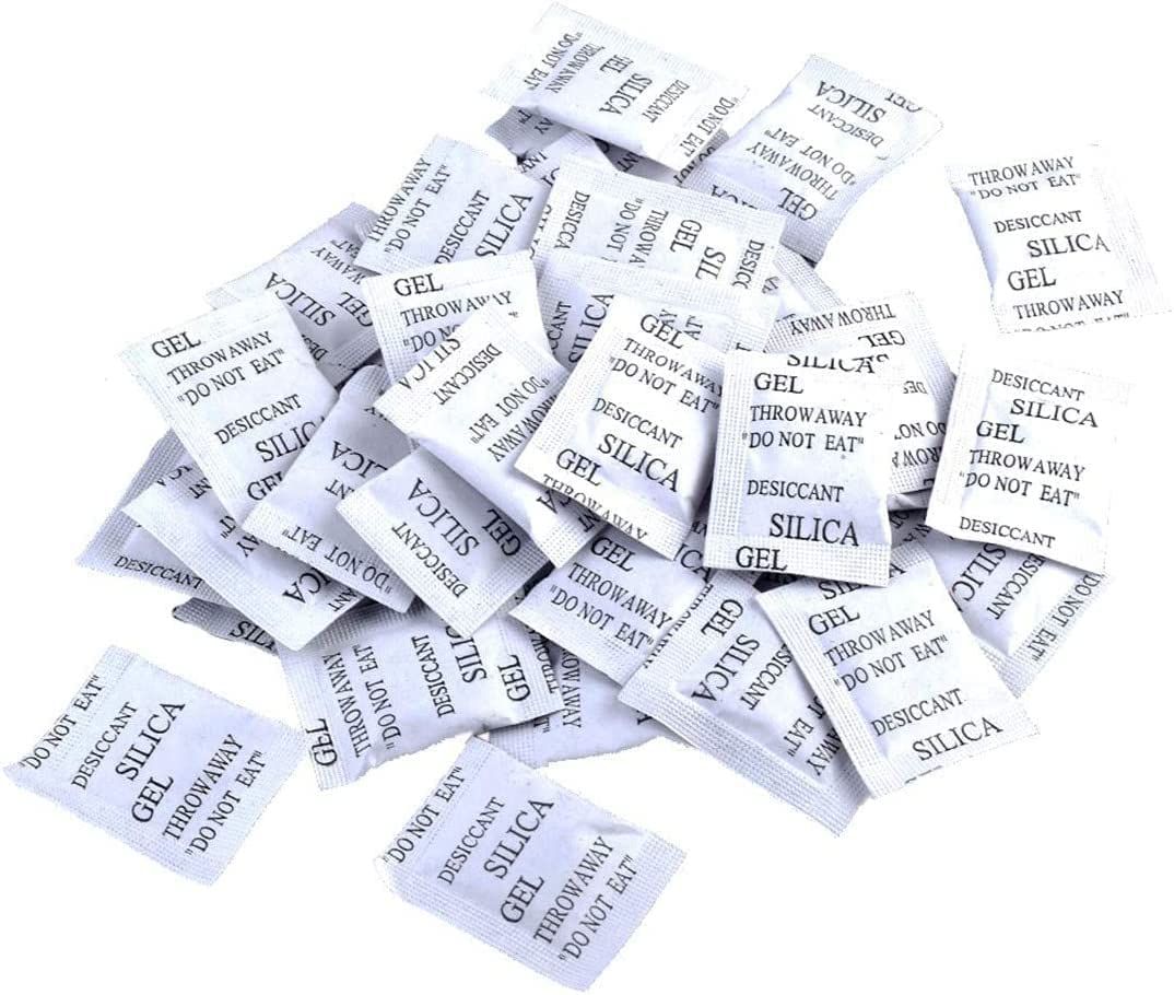 Silica Gel Desiccant Bags, 100pcs Non-Toxic Moisture Absorber Desiccant Dehumidifier (1g/100packs)