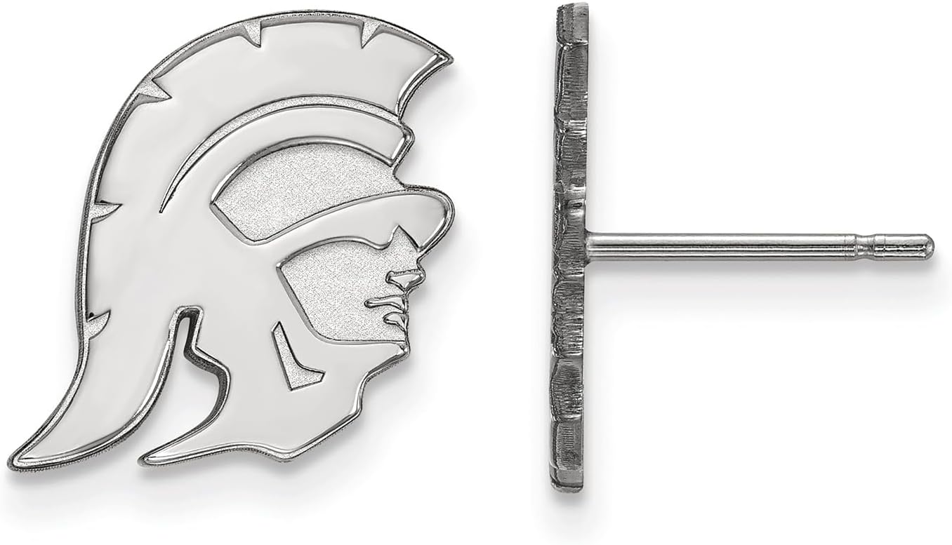 Logoart 10k White Gold University Of Southern California Small Post Earrings