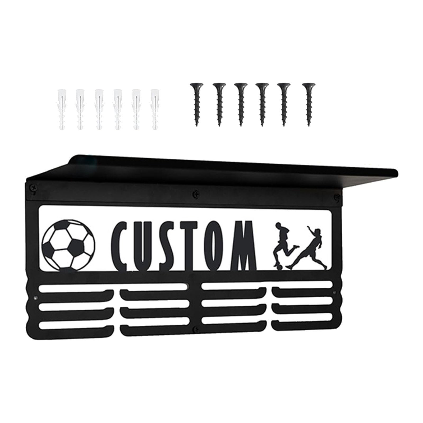 Tsophreniq Premium Rustproof Metal Medals Display Rack with Shelf for Sports Awards Home Gym Decor Wall Mounted Sports Achievement Organizers