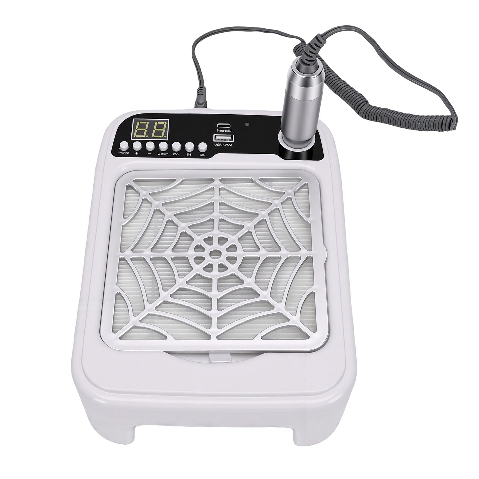 Pongnas Aspirador de Polvo para Uñas 3 en 1 con Lámpara de Taladro, Taladro de 35000 RPM 8 Velocidades Ajustables Pantalla LED para Manicura en Casa