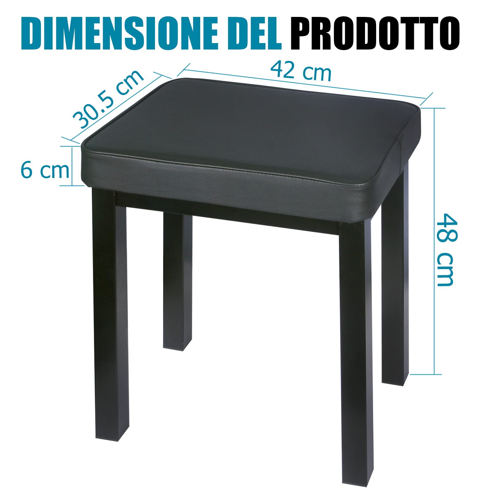 GLEAM Pianoforte Panca, Sgabello da pianoforte, Metallo, Nero