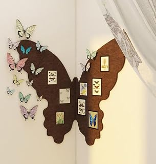 Butterfly Shaped Felt Bulletin Board,Pin Board Creative Wall Decoration,Self-Adhesive Foldable Photo Display Board,Birthday Decoration (Brown,20''x24'')