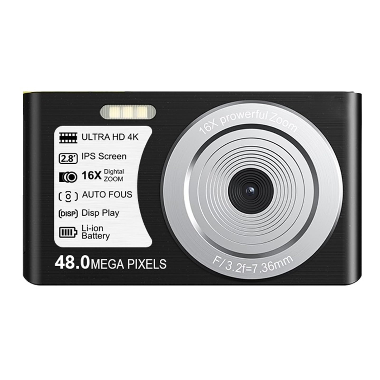 Mini Videocamere Digitali 4K Con Messa A Fuoco Automatica For La Fotografia Videocamera Vlog Compatta Registratore Fotografico Portatile Da 48 MP Casa Telecamera HD ( Size : No SD Card , Color : 1 )