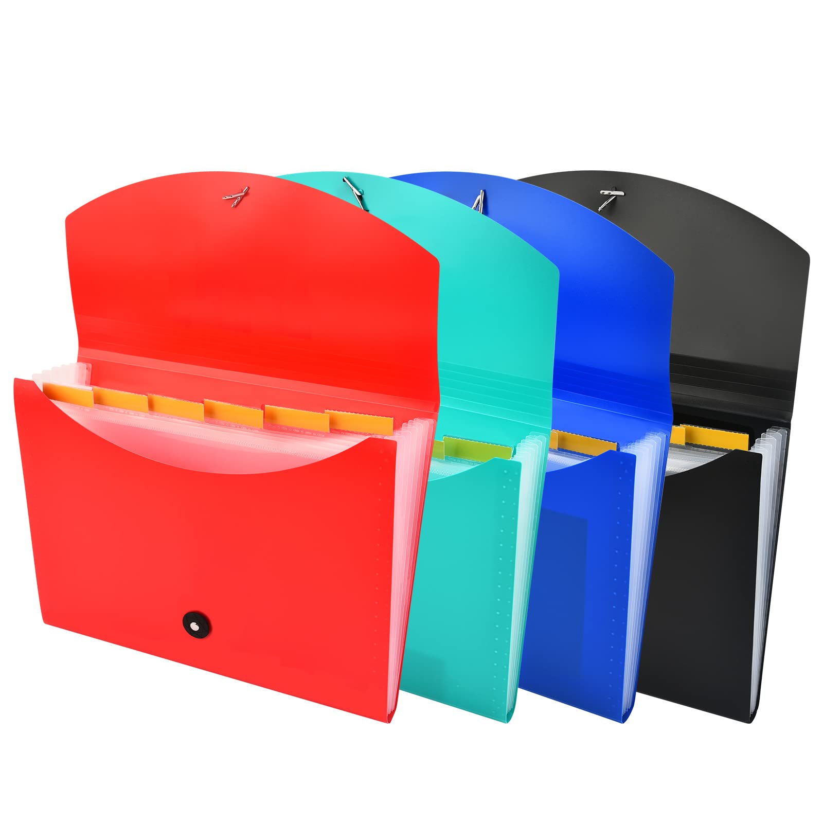 Expanding File Folder with Labels, 7 Pocket Accordion Document Organizer Expanding Zip File Folder, Letter A4 Paper Document Accordion Folder,4 Pack