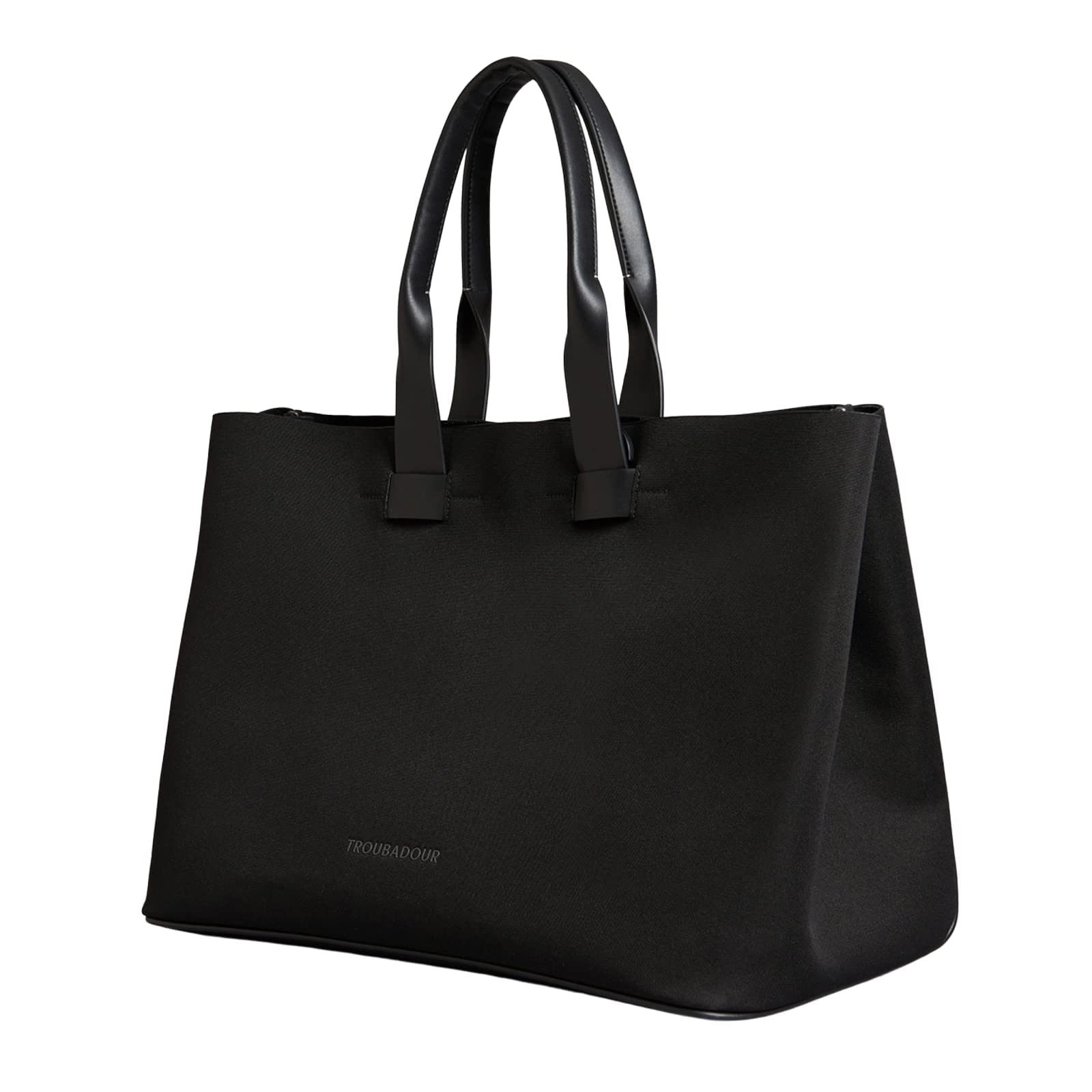 TroubadourFeatherweight Tote Bag - Premium Vegan, Lightweight & Waterproof - Ideal for Business, Travel & Everyday Use - Padded Laptop Sleeve, Spacious Organization - Minimalist Design - Black