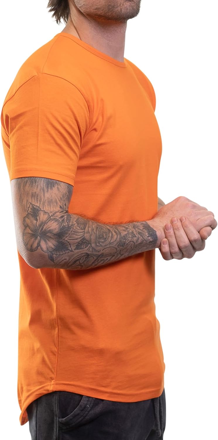 ShirtBANC Hipster Hip Hop Elong Drop Cut Mens Shirt Dance Dropcut Tshirt Small Orange