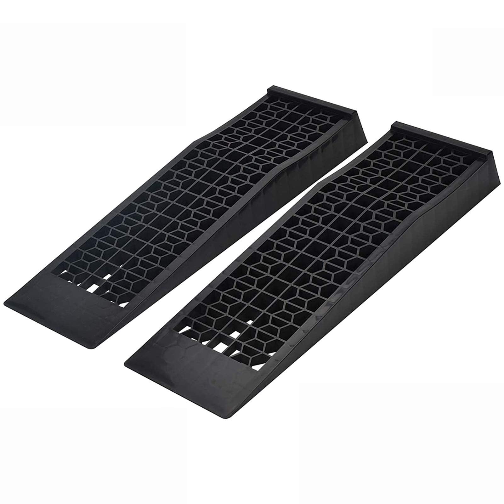 CROWNSHOP 2PCS Car Ramps Plastic Kerb Ramps 3 Ton Heavy Duty RiftRamps for Car Service Home Garage Motorhome Level WheelRamps Black