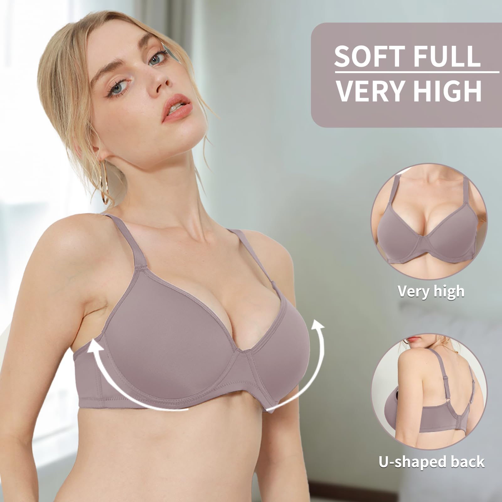 Confezione da 6 reggiseni da donna reggiseno push up per donne comodi reggiseni per tutti i giorni lingerie