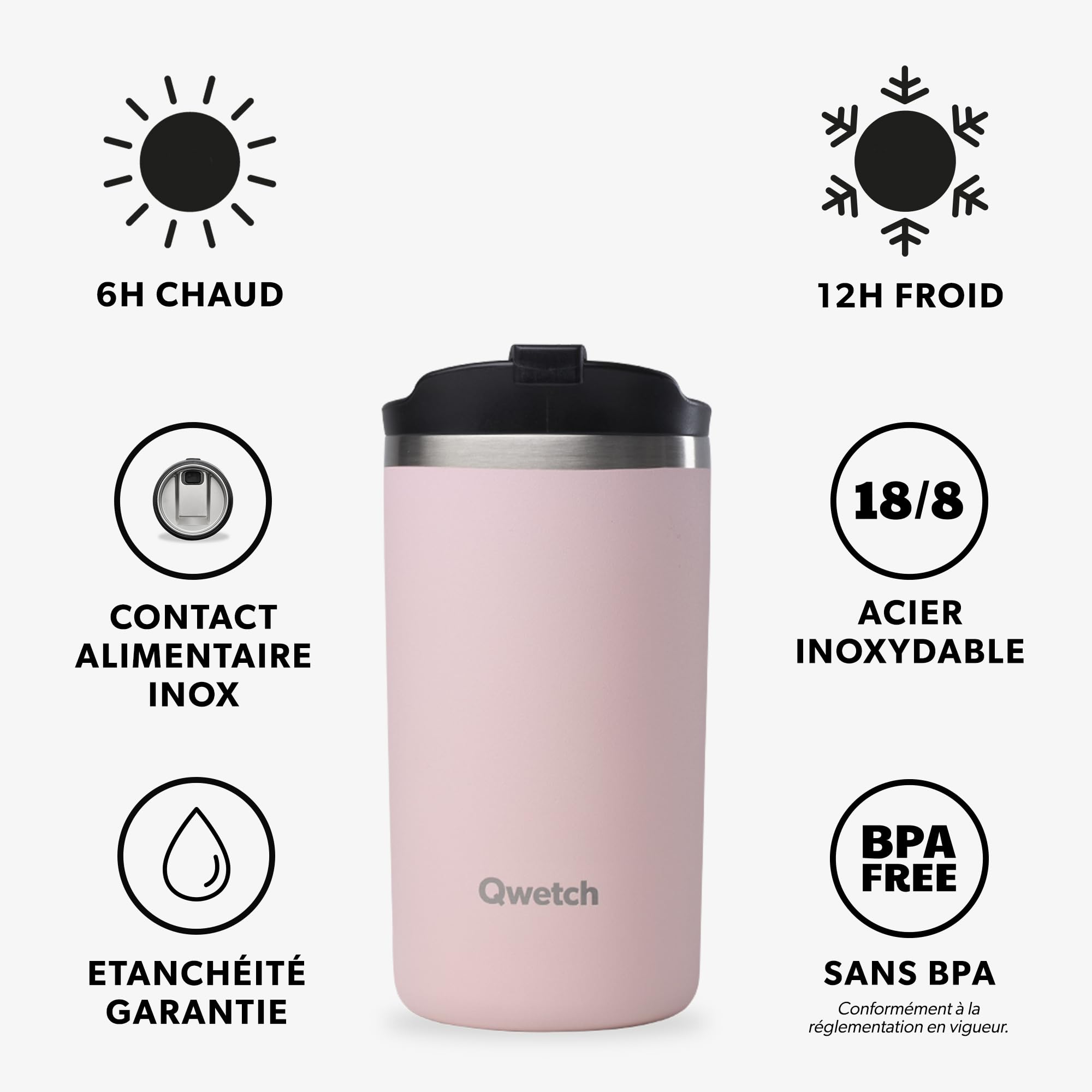Qwetch - Travel Mug isotherm - Roestvrij staal - 350