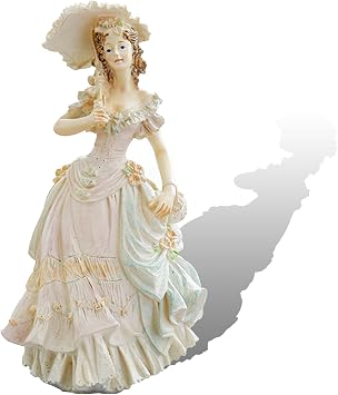 Elegant Girl Statues Sculpture Dress Glamour Figurines, Lady Home Decor, 12 inch Elegant Noblewoman Art Figure Desktop Decorations, Crafts for Home Dresser, Vanity, Shelf Pink-LadyHoldumbrella