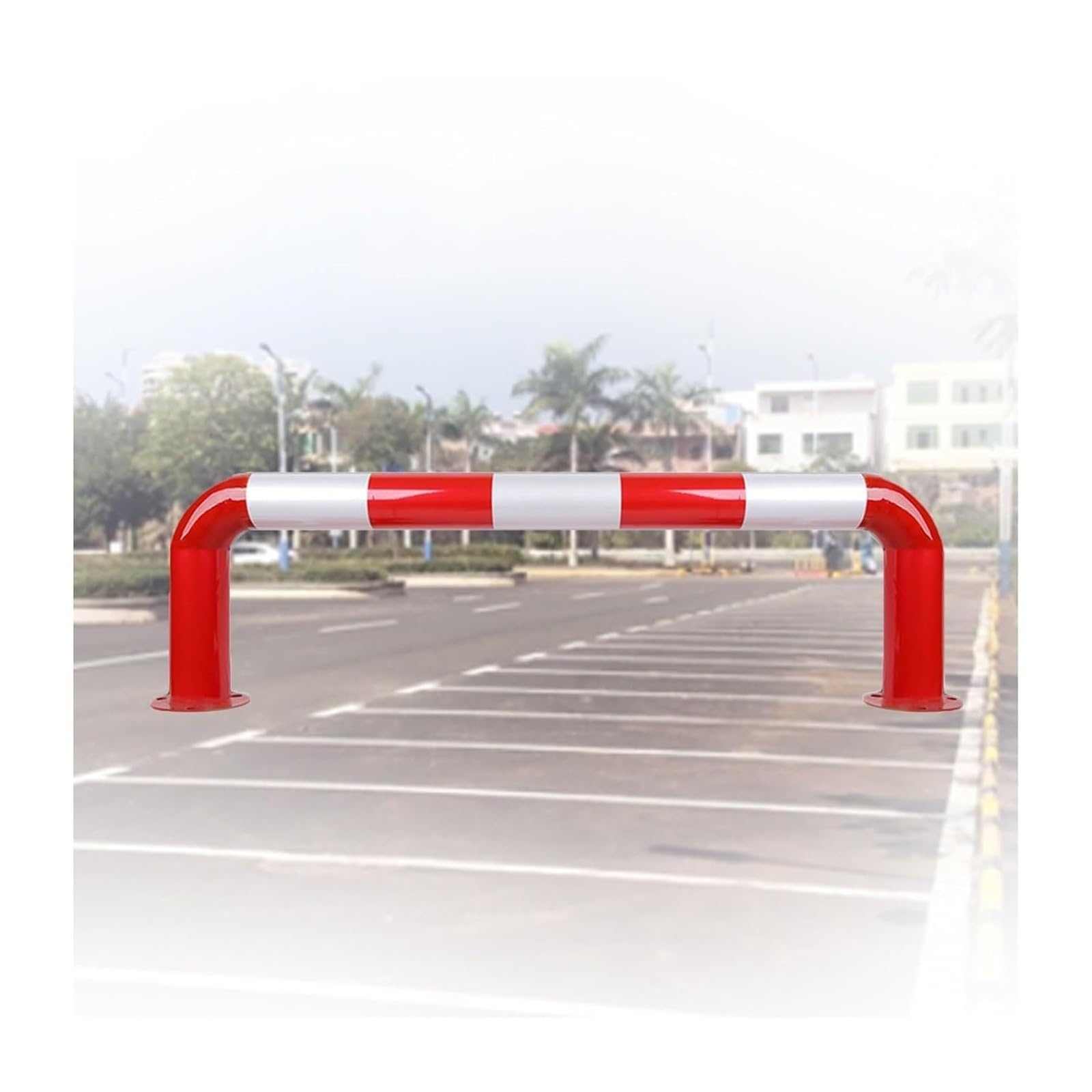 CWCQGH U Shape Security Bollards Garage & Parking Lot Protection - Steel Car Blocker, Reflective Safety Barrier (100x30cm)