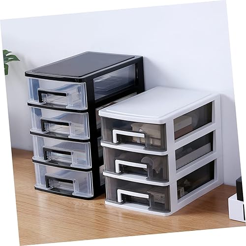 Miniatura 8 de Organizador de almacenamiento de cosméticos, 3 capas, mini cajón, negro, cajón de almacenamiento para escritorio, plástico, ordenado y ordenado