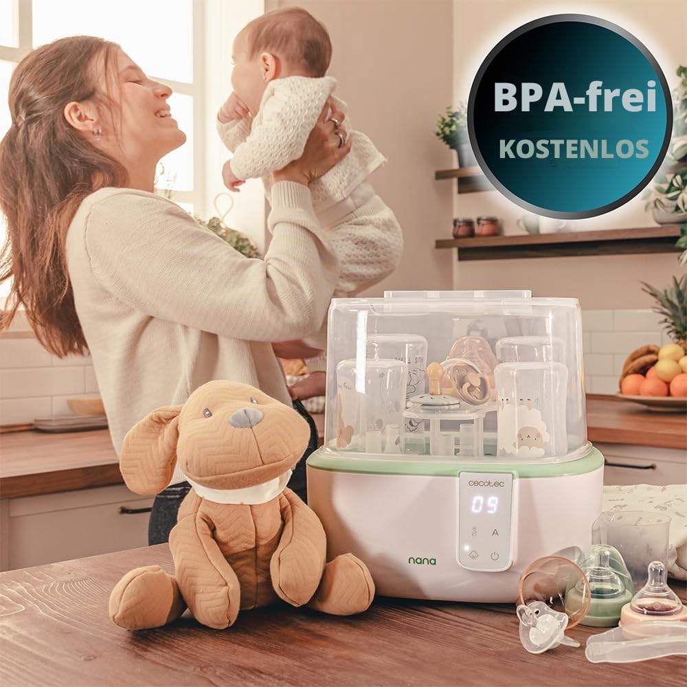 Cecotec Digitaler Sterilisator für bis zu 6 Fläschchen Nana BabyCare DigitalSterilizer, mit Saugerhalter, 8 Minuten Sterilisation und BPA-frei