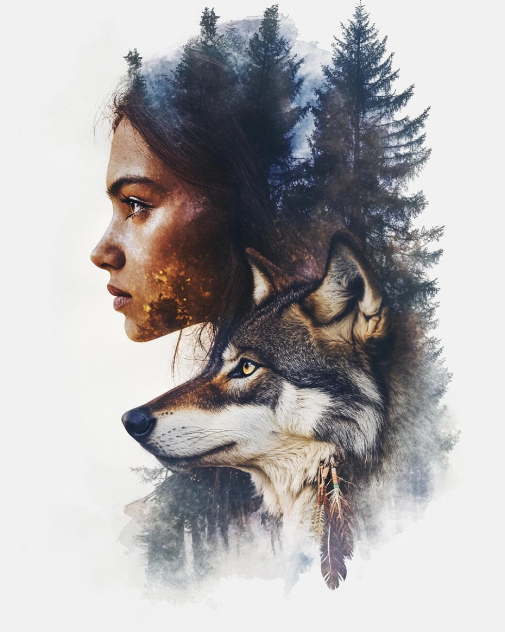RKFLGEW Animal 14CT Cross-Stitch Kits Girl and Wolf Embroidery Kit for Beginners Adult DIY Cross Stitches Needlepoint Set Home Decoration 40x50cm