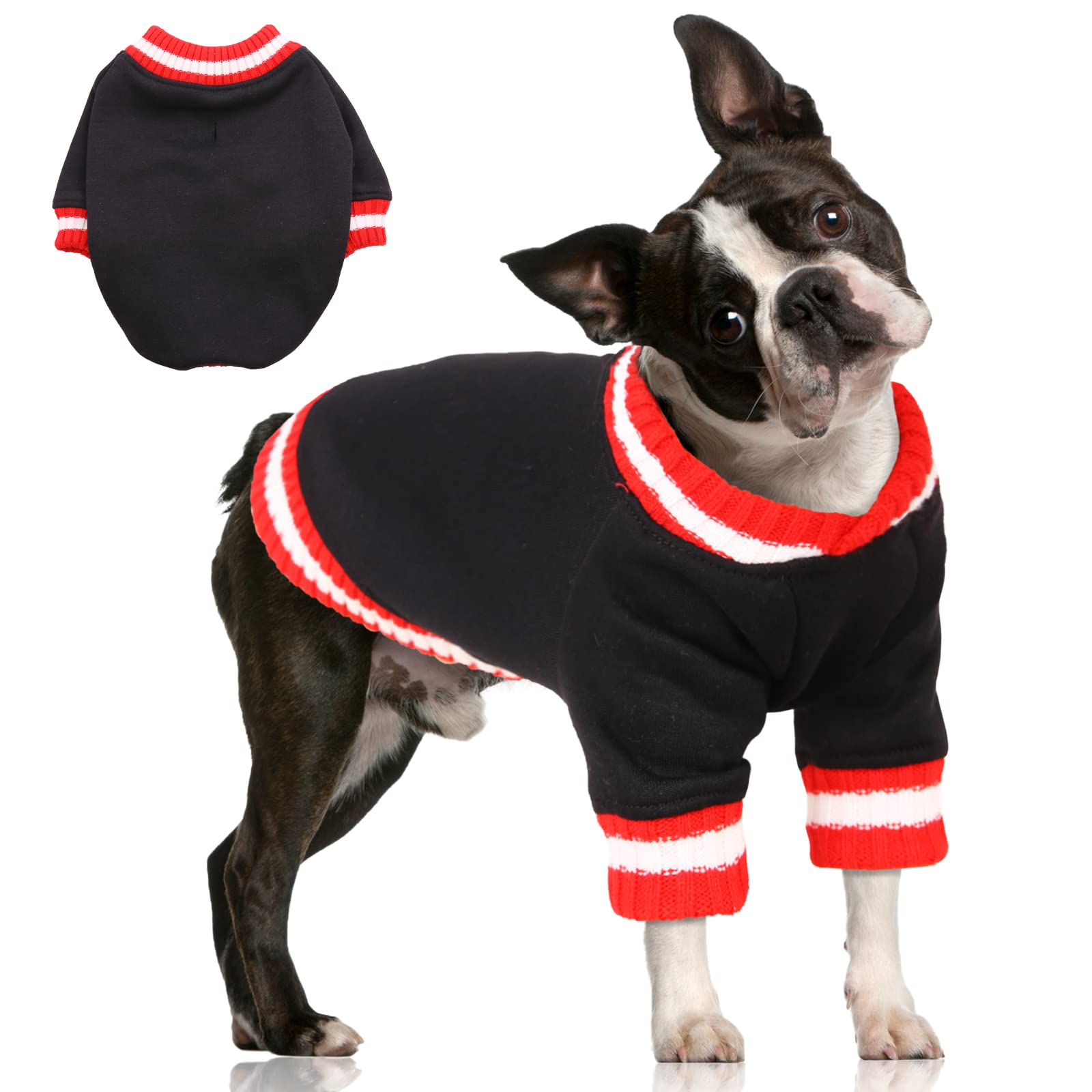 FUAMEY Dog Pullover Sweatshirt，Dog Winter Sweaters Warm Dog Clothes Dog Vest Thick Puppy Pullover Soft Pet Fleece Sweater Cute Doggie Boy Girl Outfit