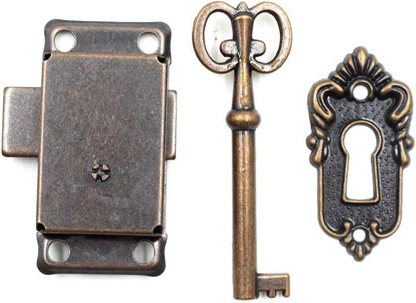Small Brass Plated NonMortise Lock in Antique Brass