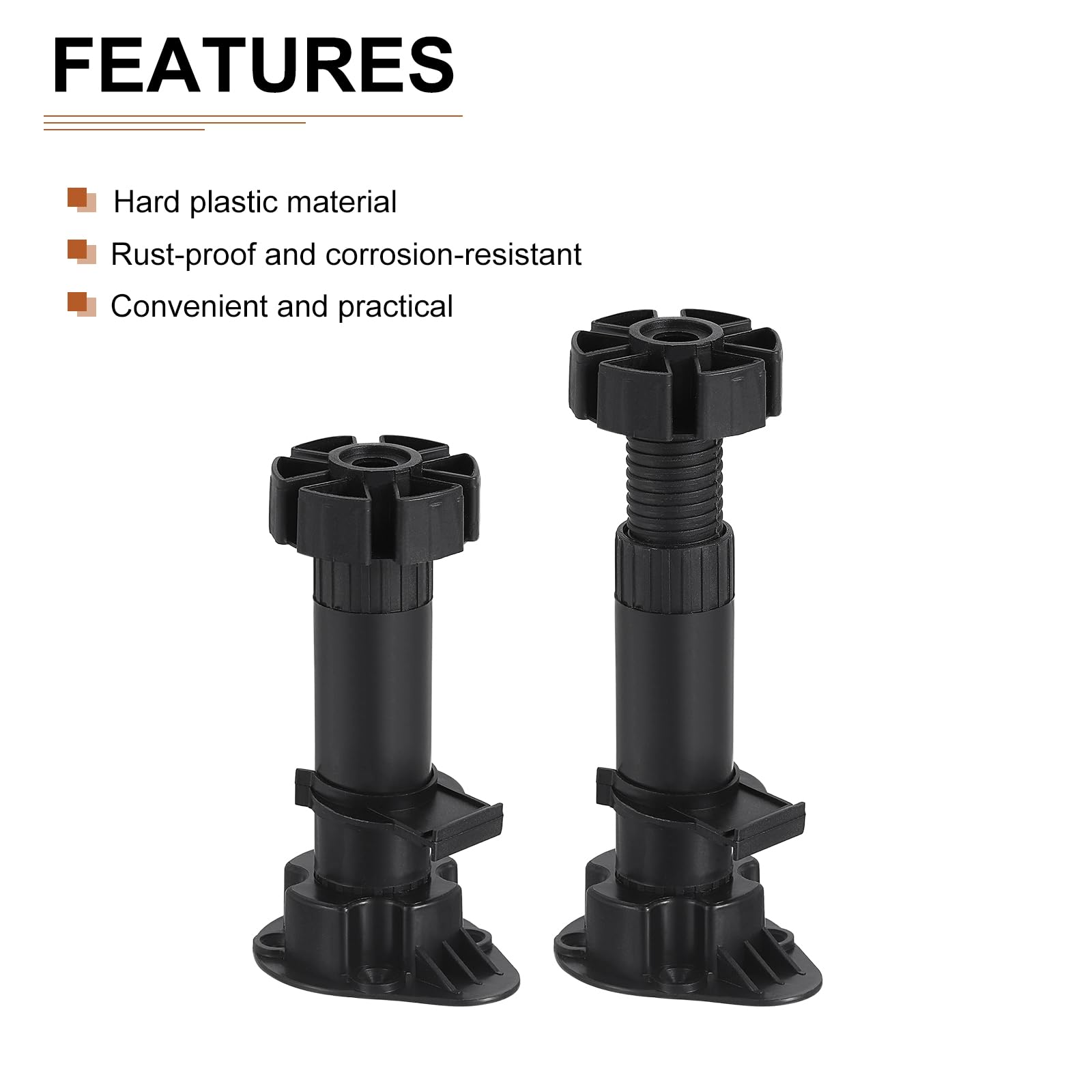 DTGN 120x46mm(LxW) Adjustable Leveling Feet - 4Pack- Good for Furniture - Leveler Support Frame Replacement Legs - Black - Image 3