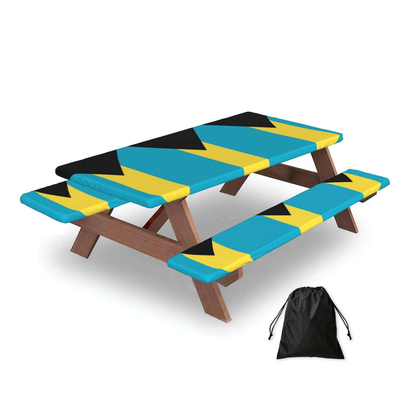 Flag of the Bahamas Rectangular water-repellent picnic tablecloths, outdoor camping, picnic, BBQ