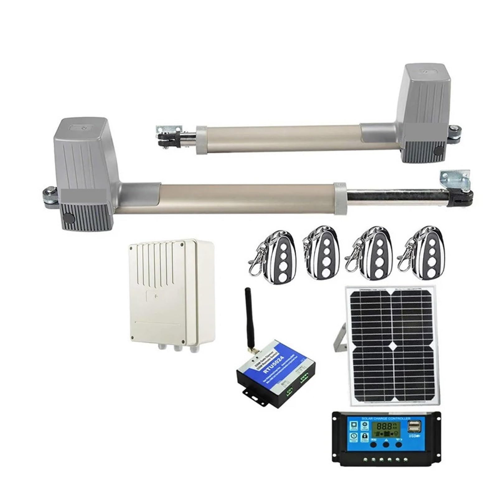 Mjfvn Kit9 2G Version Solar Powered Gate Opener Full Kit For Dual Arms Swing Gates 600Kgs Con Solar Panel Controller Lamp Sensor Gsm Keypad Optional(Kit9 2G Version)