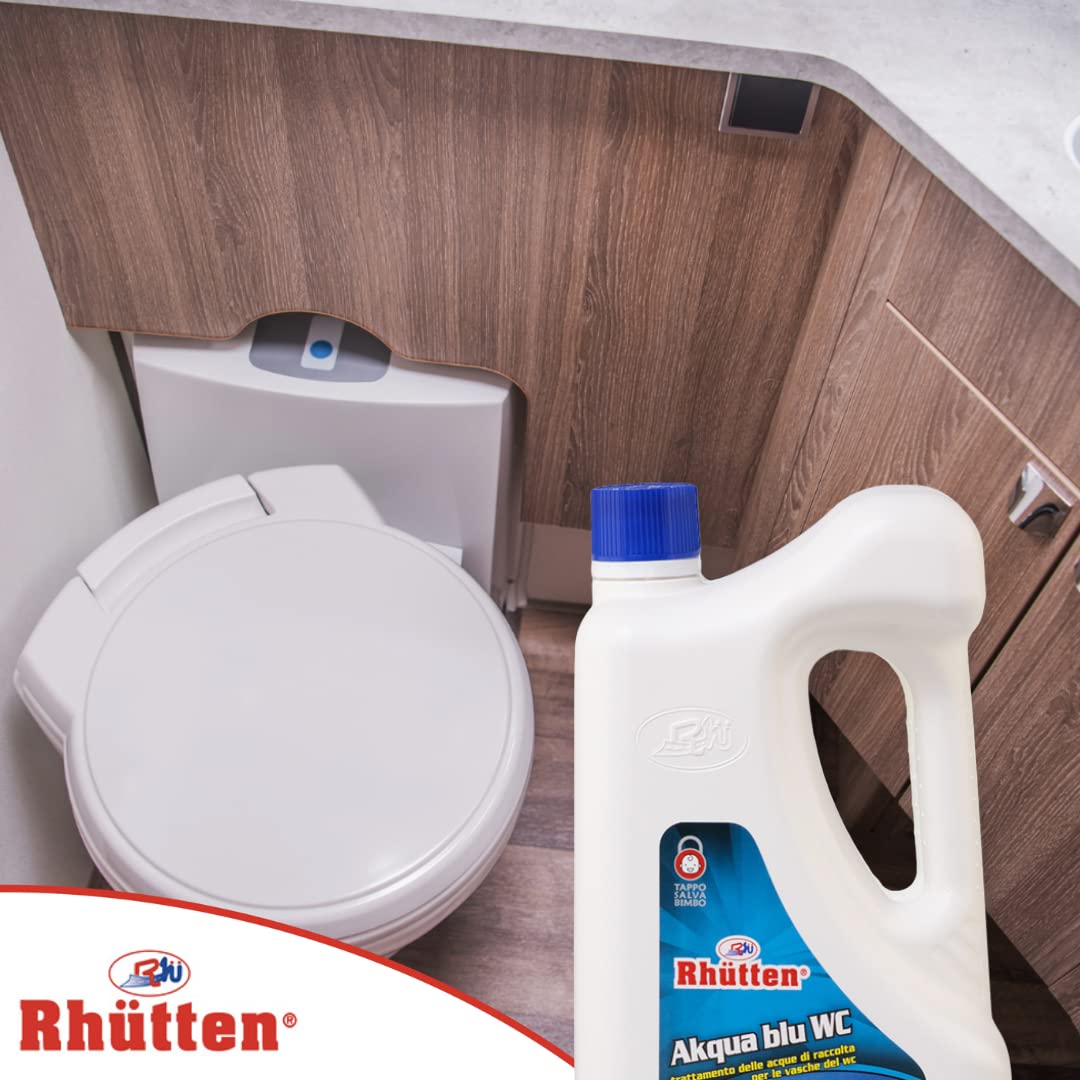Rhutten, Akqua Blu Wc, Disgregante Wc Camper, Liquido Acque Nere, Acqua Blu, Wc Chimico, 2L
