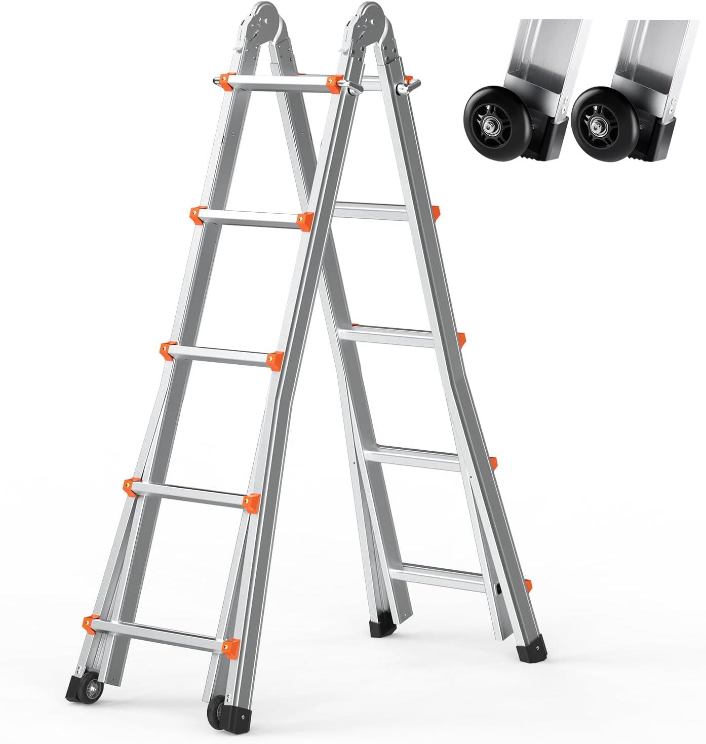 VEVOR 16.7 FT Telescoping A-Frame Ladder in A-frame configuration