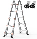 VEVOR Telescoping Ladder A Frame, 16.7 FT Compact Aluminum Extension Ladder, Multi-Function Portable Collapsible RV Ladder, Telescopic Ladder for Homework Stairs Indoor Outdoor Roof, 330lb Load