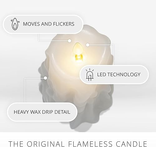 Miniatura 5 de Luminara Pilar de vela sin llama de goteo pesado blanco, 3.4 x 4.5 pulgadas, sin perfume, LED, cera real, función de temporizador