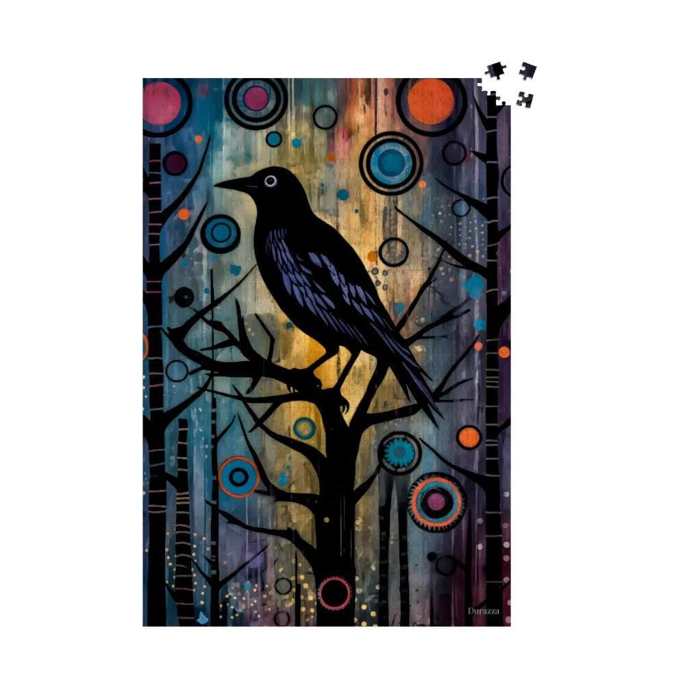 1000-Piece A Crows Perch Jigsaw Puzzle - Whimsical Abstract Forest Gothic Bird Puzzle