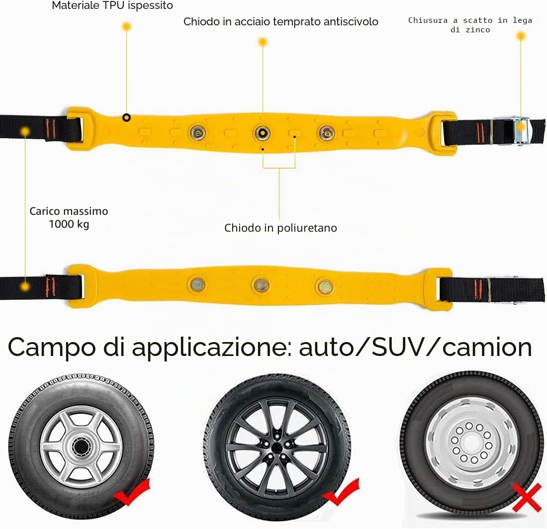 Queta Catene da neve per pneumatici 185 mm-295 mm 5 pezzi