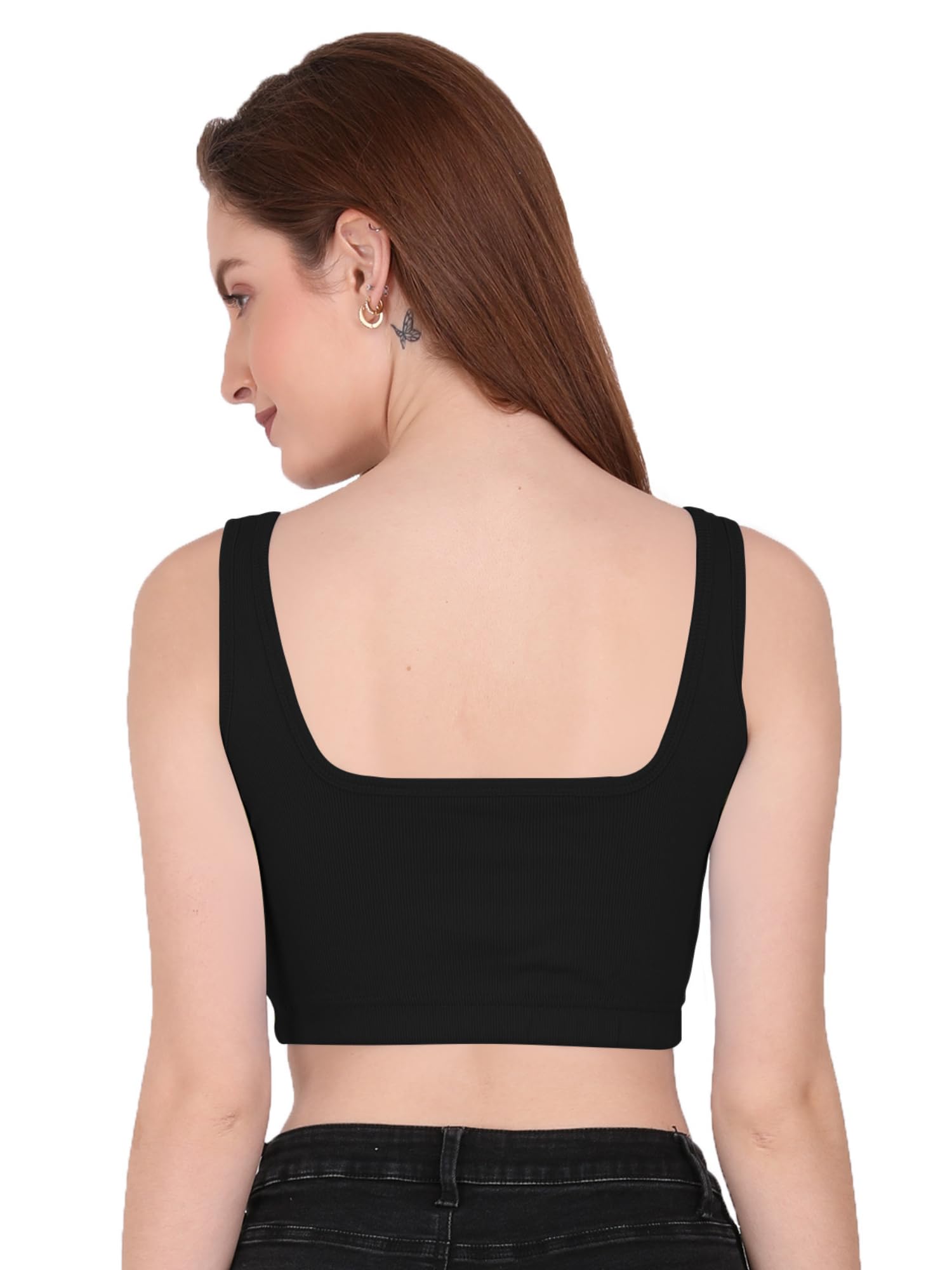 sohot Women’s Stylish Ribbed Sleeveless Lycra Stretchable Readymade Crop Tank Top Cami Blouse for Girls 2SS1-picture-37
