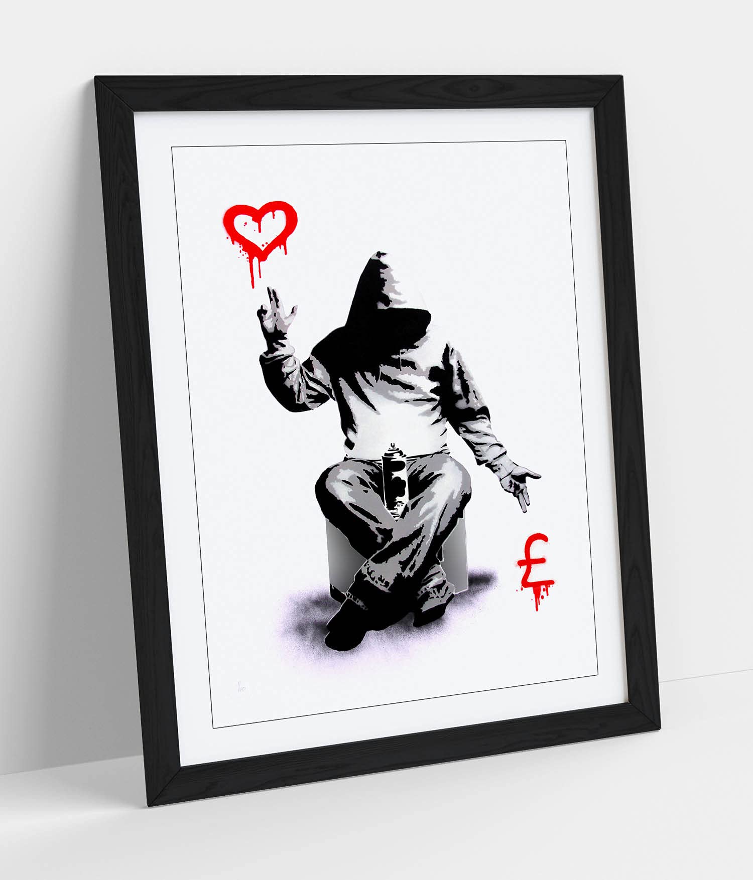 Canvasartshop Black - Banksy Love Or Money Graffiti- Premium Wall Art Framed Picture Prints - 3 Colours - 4 Sizes (, A4)