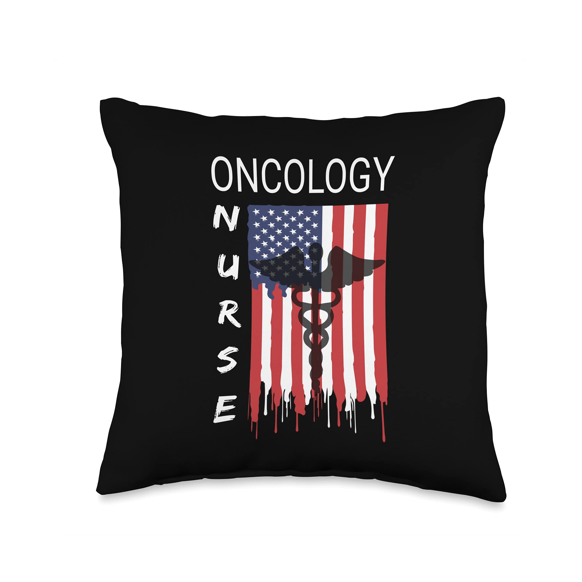 Oncology Nursing Proud & Cool US Flag Patriot Shirt Throw Pillow, 16x16, Multicolor