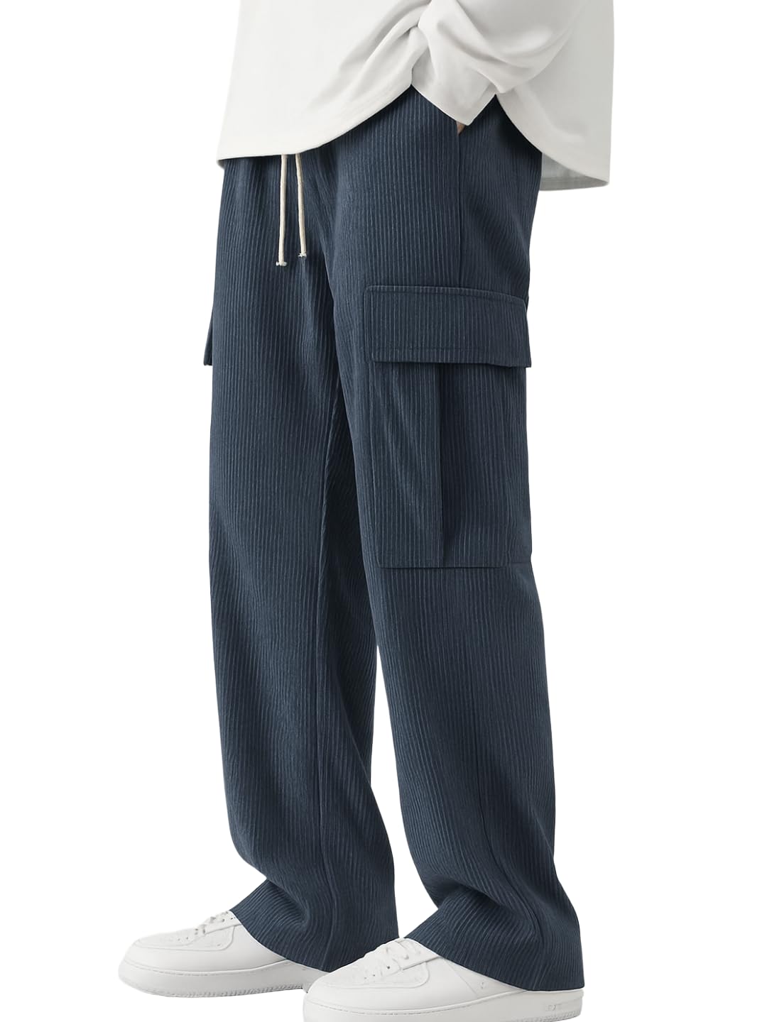 casual feel Casual FEELMen's Lycra Cargo Track Pants – Loose Fit Joggers for Men | Korean Style Travel & Lounge Wear with Pockets-picture-13