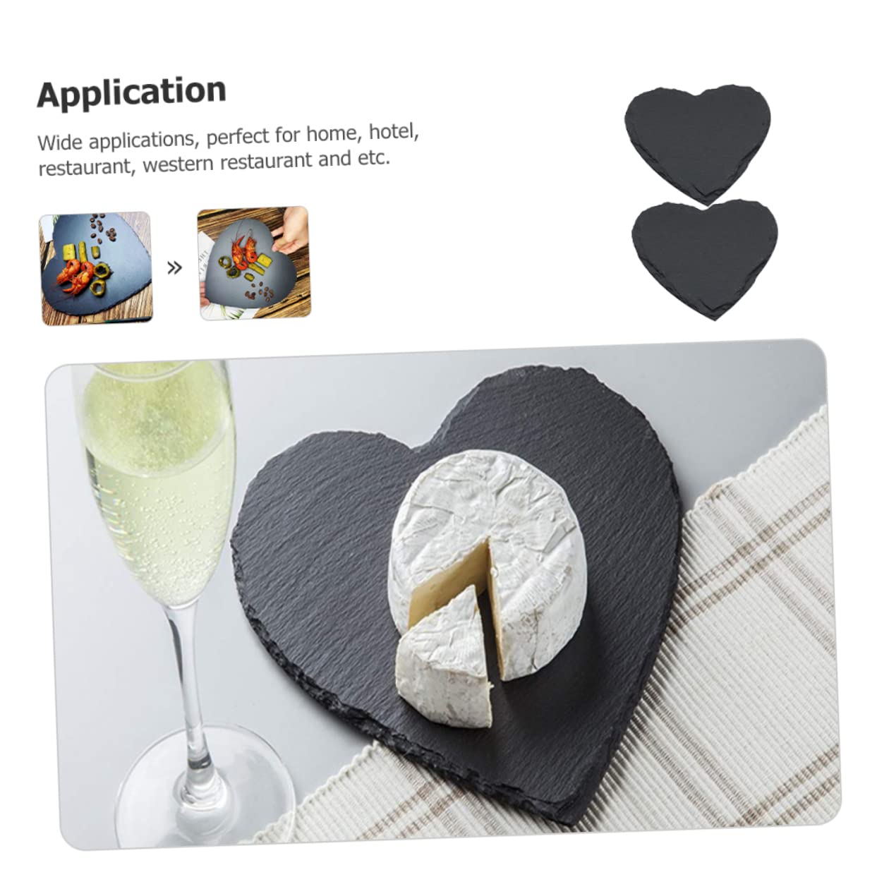 BESTonZON 2 Piezas Corazón Posavasos De Pizarra Bandeja De Piedra Natural Fuente De Embutidos Platos De Postre Platos Bife Bandeja De Piedra para Servir Tiendas Delicatessen Manteca