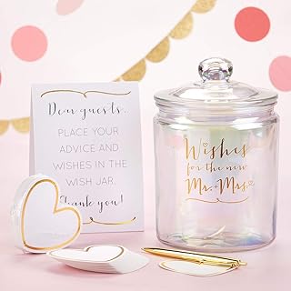 Iridescent Wish Jar, Kate Aspen Wish Jar with 100 Heart Shaped Cards, Pe...