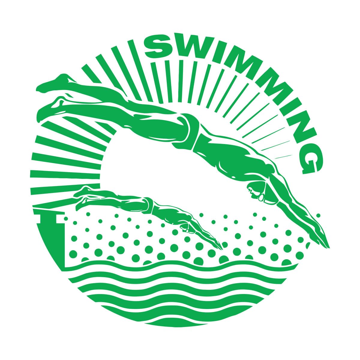 Swimmer Water Sport Swimming Pool Fine Carving Stickers 81x82.8cm Art Decoration Extra Large Green