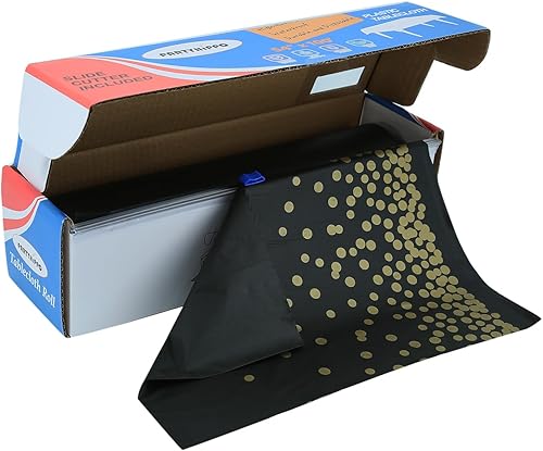 Miniatura 12 de PARTYHIPPO Rollo de mantel de plástico, manteles de plástico de 54 x 100 pies, para fiestas, desechables con caja de corte, mantel desechable Puntos