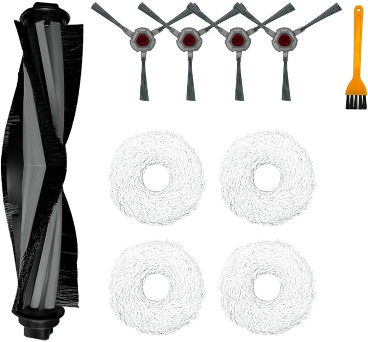 Spare Main Brush, Side Brush, HEPA Filter, Mop Cloth, Compatible for Yeedi Mop Station Pro DVX46, Robot Vacuum Cleaner Parts Replacement(Set A)