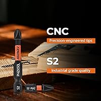 Vista 6 de Juego de 12 brocas Phillips #2 Impact Magnetic, S2 Steel, 1 2 3 4 5 6 pulgadas de largo, brocas PH2 de 1/4 de vástago hexagonal Phillips