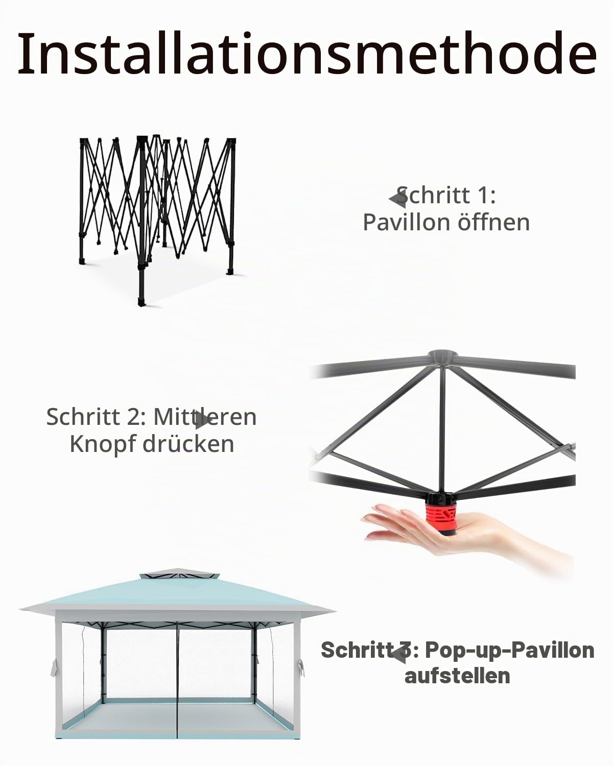 Pavillon 3.6x3.6m Mit Doppeltem Belüftungsdach Für Den Garten